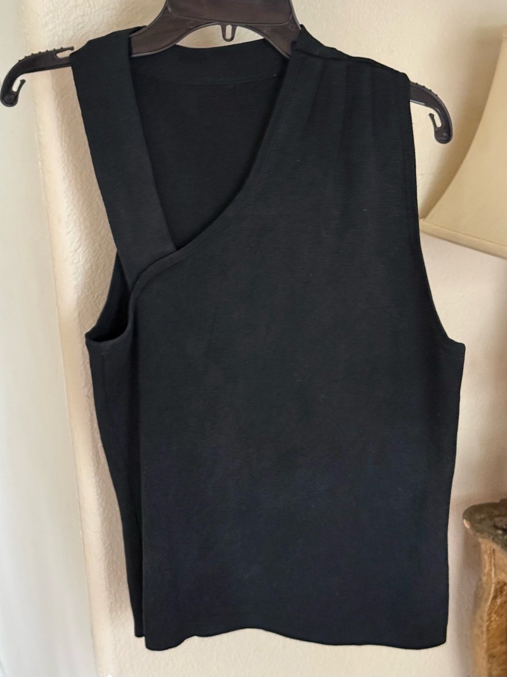 INC Black Women's Sleeveless Wrap-Style Top, PM, cotton blend